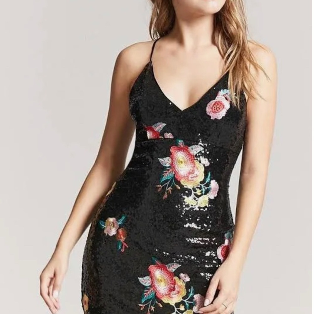 Forever 21 Sequin with Flowers Dress